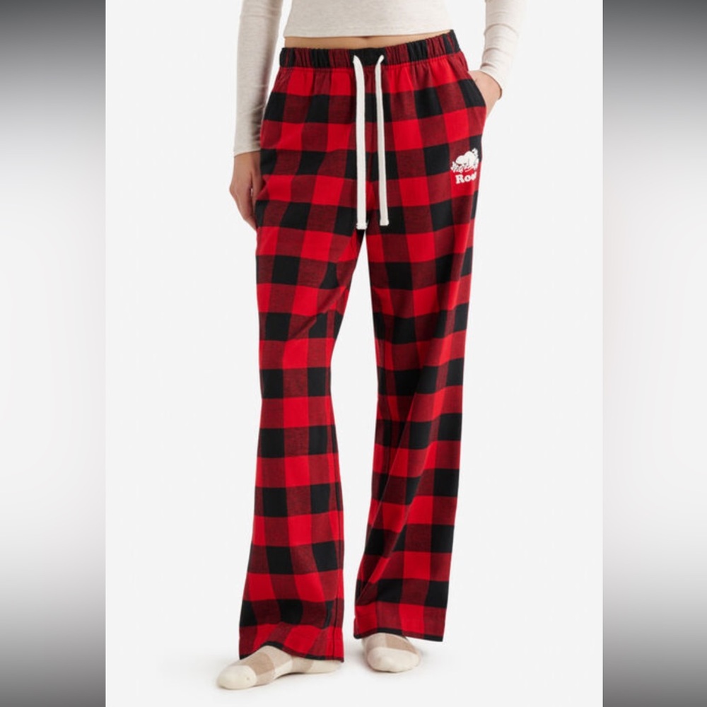 ROOTS Buffalo Plaid Flannel Pants, Sz S. EUC - Picture 3 of 13